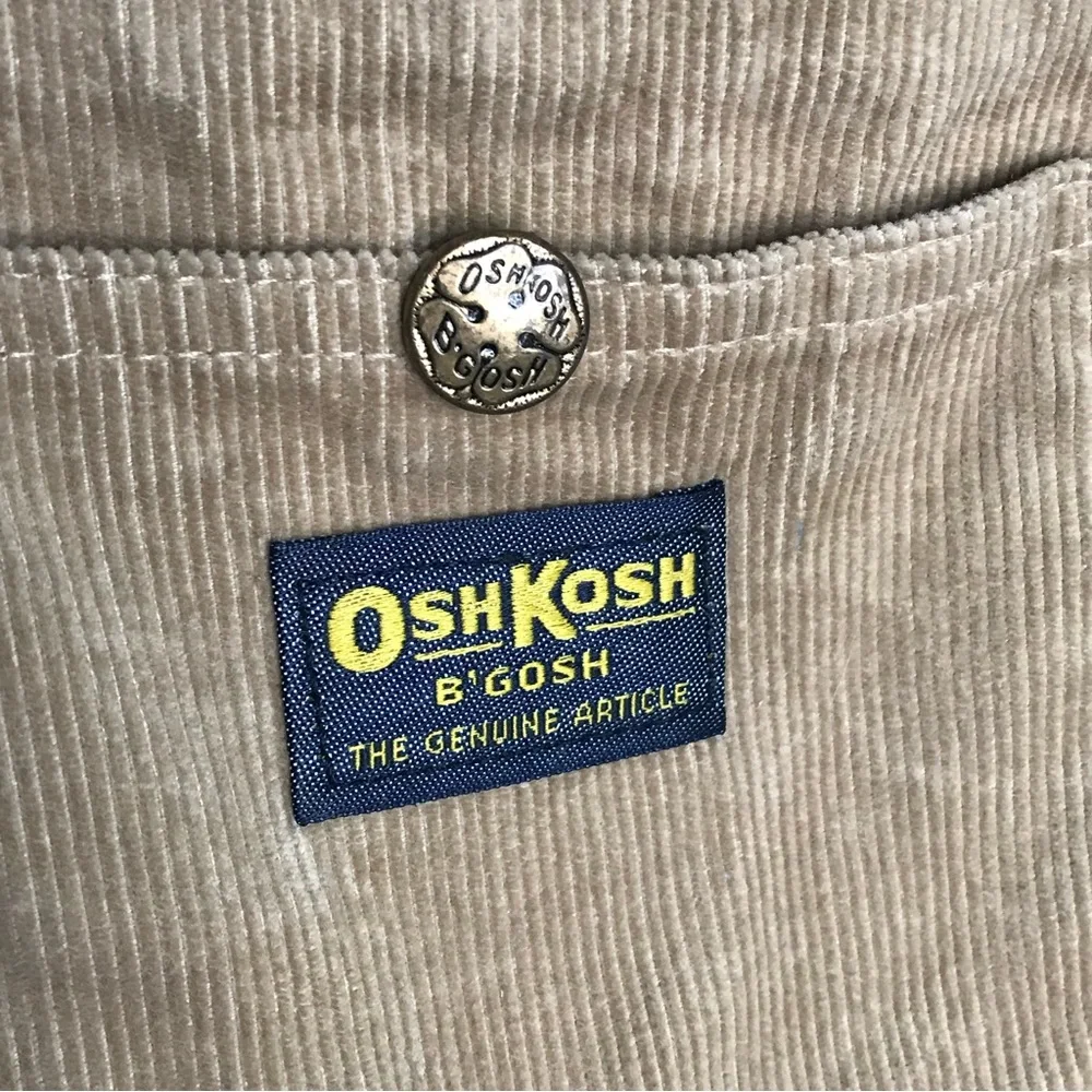 Vintage OshKosh Brown Corduroy Dress Jumper Overalls Pre 1980 USA Made Union Tag